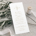 Menu Dourado casamento simples e elegante do monograma<br><div class="desc">Iniciais monogramas e folhas botânicas elegantes ilustradas à mão,  detalhes do menu em caracteres elegantes e clássicos,  simples e luxuosos. Excelente de ouro e cardápio branco para casamento clássico moderno,  casamento formal simples,  casamento botânico elegante. Veja todas as peças correspondentes na coleção.</div>