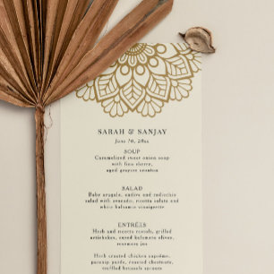 Menu Dourado de Casamento de Mandala