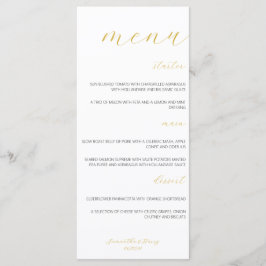 Menu Dourado de Casamento de Script Moderno e Mini