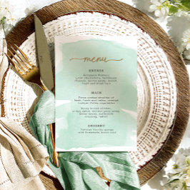 Menu Dourado de Cor de Água Verde Mint