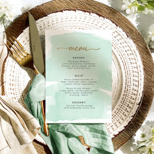 Menu Dourado de Cor de Água Verde Mint