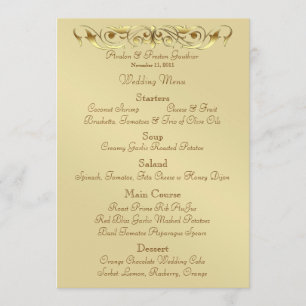Menu Dourado do casamento do rolo da grã-duquesa
