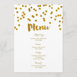Menu Dourado do casamento dos confetes