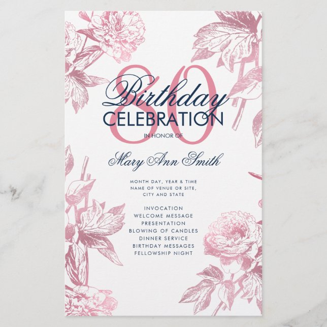 Menu Dourado do Programa de Aniversário do Floral  (Frente)