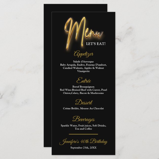 Menu Dourado e Preto 3d Textura Dourada Design Min (Frente/Verso)