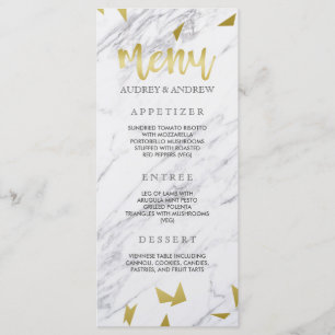 Menu Dourado Flecks & Marble Wedding