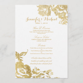 Menu Dourado floral do rosa moderno simples