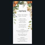 Menu Dourado Floral | Elegante Eucalyptus Greenery<br><div class="desc">Cartões de cardápio bonito, elegantes, modernos e boêmicos para sua ocasião especial! O design corresponde ao resto da Coleção de Folhagem de Folha de Folha Laranja. Fruta laranja de aquarela com quadros laterais de folhagem das folhas escura e verde-clara no topo dos seus detalhes do cartão de menu ( personalize...</div>