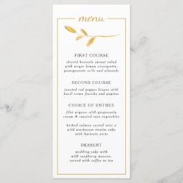 Menu Dourado galho elegante. Casamento moderno Chic