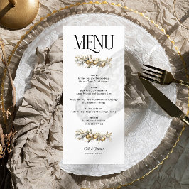 Menu Dourado Garland Holly e Ornaments Casamento de Nat