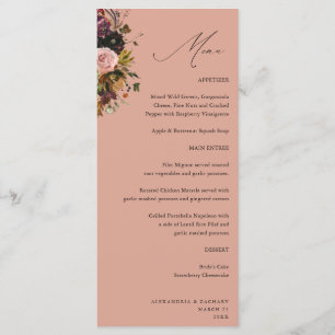 Menu Dourado, Roxo e Floral Cor-de-Rosa 4 Branco