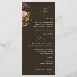 Menu Dourado, Roxo e Floral Rosa 4 Castanho