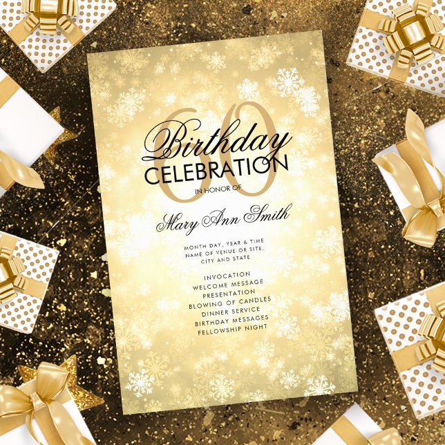 Menu Dourado Wonderland do Programa de Aniversário (Criador carregado)