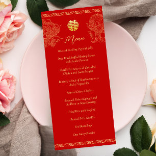 Menu Dragão vermelho chinês fênix dragão banquete de ca