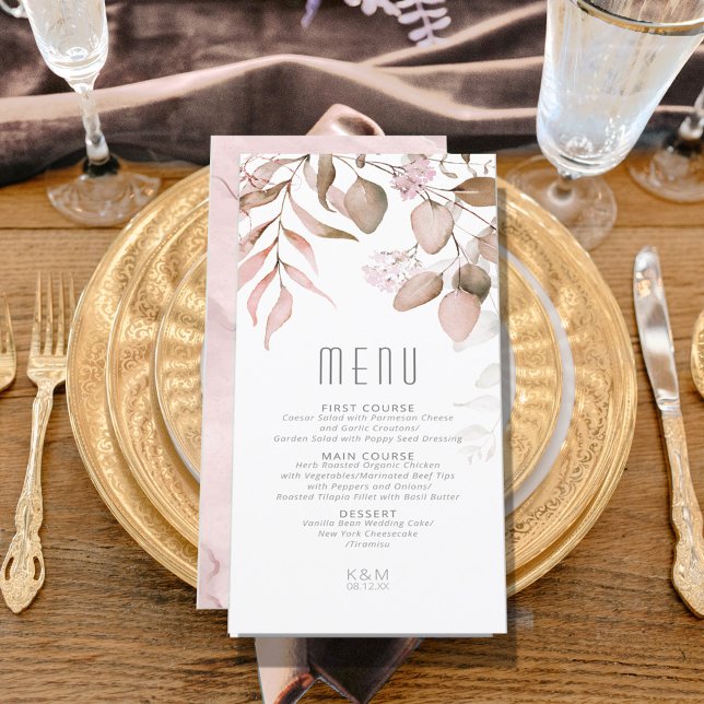 Menu Dreamy Foliage Wedding V1 Blush Pink ID817 (Criador carregado)