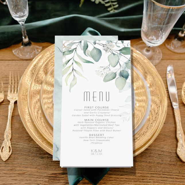 Menu Dreamy Greenery Wedding Green/Blue ID817 (Criador carregado)