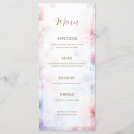 Menu Dreamy Pink Blue Watercolor Fantasy Floral Fine