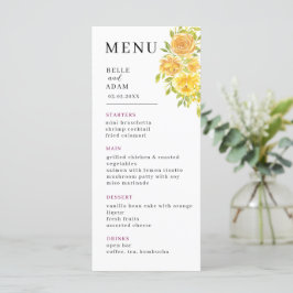 Menu Dreamy Yellow Rose Wedding