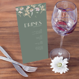 Menu Drink de Casamento Deco de Flores Selvagens