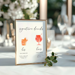 Menu Drinks de Assinatura de Aquarela Minimalista