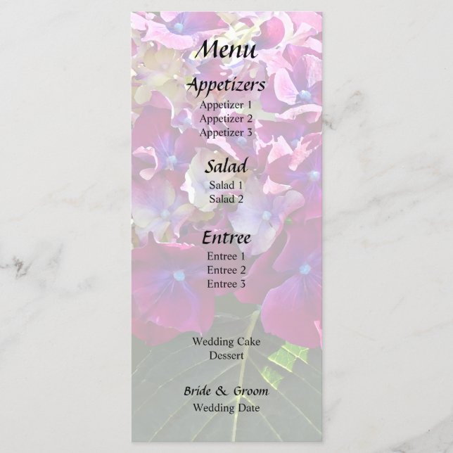 Menu Duas Hortênsias Rosas (Frente)