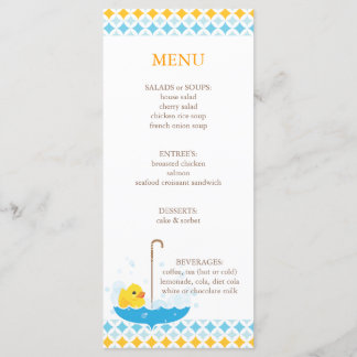 Menu Ducky de borracha do chá de fraldas