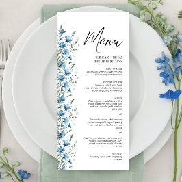 Menu Dusty Blue Boho Chic Wildflower Elegant Weding