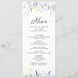 Menu Dusty Blue Daison Wild Floral Boho Casamento