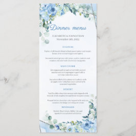 Menu Dusty Blue Eucalyptus Greenery Silver Frame Janto