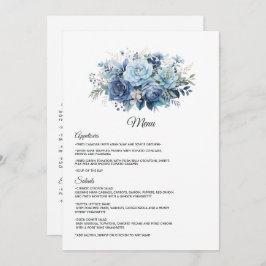 Menu Dusty Blue Floral Wedding
