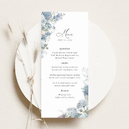 Menu Dusty Blue Floral Wedding Reception Dinner