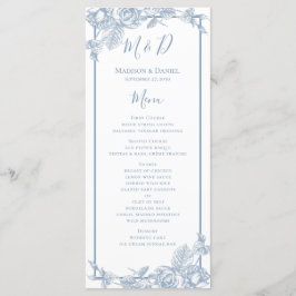 Menu Dusty Blue Floral Weding
