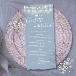 Menu Dusty Blue String Lights Signature WedMenu