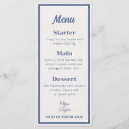 Menu Dusty Blue Watercolor Floral Wedding