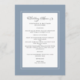 Menu Dusty Blue Wedding Modern Chic Borders