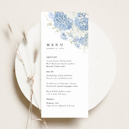 Menu Dusty Blue White Floral Wedding Reception Dinner