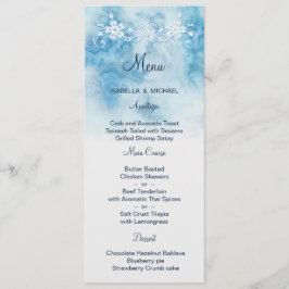 Menu Dusty Blue Winter Script Calliografia Aquarela