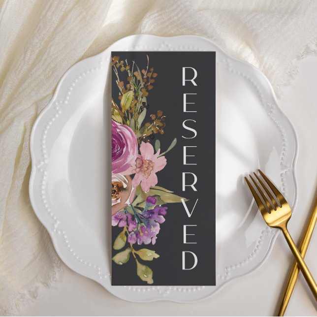 Menu Dusty Pink Purple Floral Wedding Chair Sign (Criador carregado)