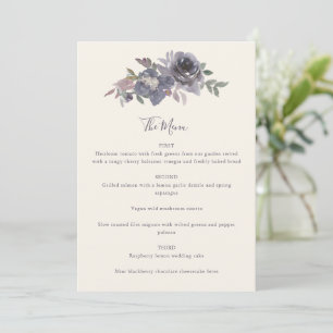 Menu Dusty Purple Floral Watercolor Personalizado