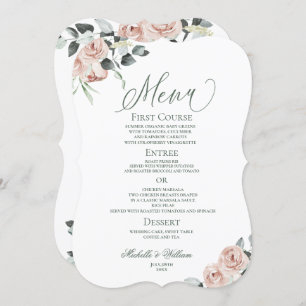 Menu Dusty Rosa Eucalyptus Floral Wedding