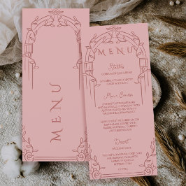 Menu Dusty Rose Ornate Arch Botanical Wedding Dinner