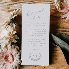 Menu Dusty Sage Wedding Day Welcome and Thank you Card