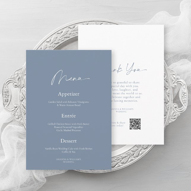 Menu e Cartões de agradecimentos de Casamento Azul (Criador carregado)