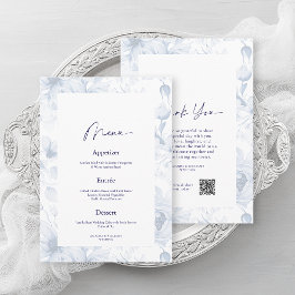 Menu e Cartões de agradecimentos Floral Dusty Blue