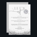 Menu Eat do Vamos de Casamento Disco da REGINA Sil<br><div class="desc">Este menu "vamos coma" apresenta sequências de prata, uma bola de disco e um duo de fonte de vidro. Use esta modelo para editar as fontes, a cor da fonte e a cor do plano de fundo para atender às suas necessidades de eventos. Edite *a maioria* do texto para atender...</div>