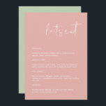 Menu Eat do Vamos Rosa de Pastel de LEAH Vibrant<br><div class="desc">Este menu apresenta um tipo de letra esnojento e um design moderno minimalista com uma combinação vibrante cor-de-rosa e branca pastel. Edite com facilidade o texto *maioria* para atender às suas necessidades. Este menu faz a adição perfeita ao seu chá de fraldas simples, contemporâneo ou boêmico, chá de panela ou...</div>