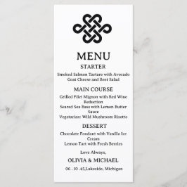 Menu Editable Black & White Trinity Celtic Knot Wedding