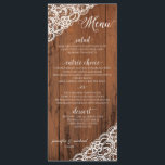Menu EDITABLE LACE COLOR Rustic Wood Weding Menu<br><div class="desc">COR DESIGN EDITÁVEL! Rustic Barnwood & Lace Personalizado: **COMO ESCOLHER SUA PRÓPRIA COR: 1) Clique no botão "Personalizar" ou "Personalizar" ou "Editar". 2) Escolha uma nova cor de fundo. Em seguida,  altere o texto e a cor do texto para corresponder ao seu design. É fácil!</div>