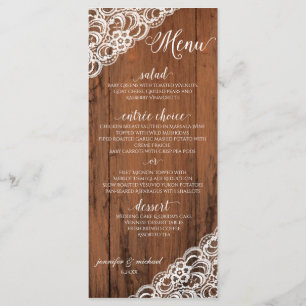 Menu EDITABLE LACE COLOR Rustic Wood Weding Menu