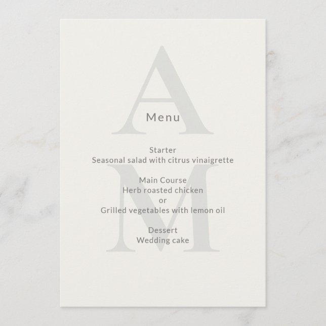 Menu Editorial Initial Minimal Wedding (Frente)